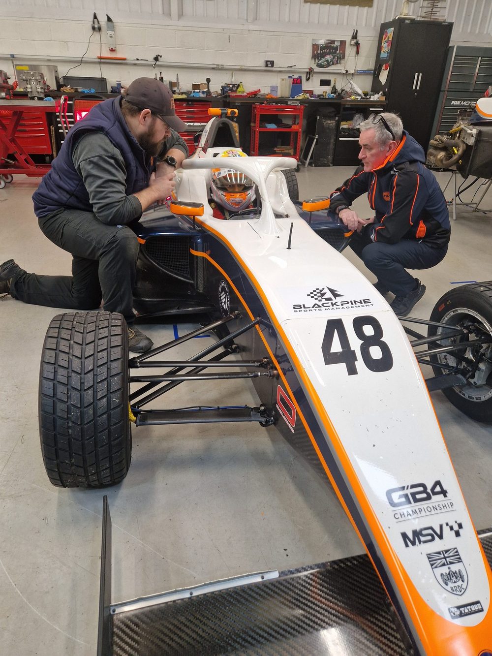 GB4 car #48 being prepared by Fox Motorsport engineers